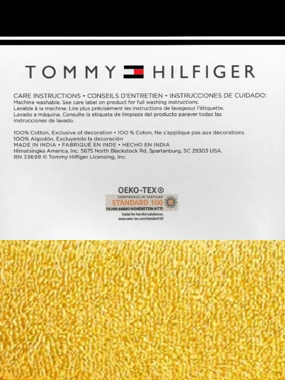 2 new MIMOSA YELLOW Tommy Hilfiger Modern American 100% Cotton BATH Towels